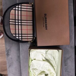 Burberry Shoulder Bag - Black, Tan, and Red Plaid